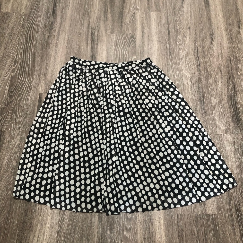 Coldwater Creek Polka Dot Pleated Chiffon A-Line Skirt